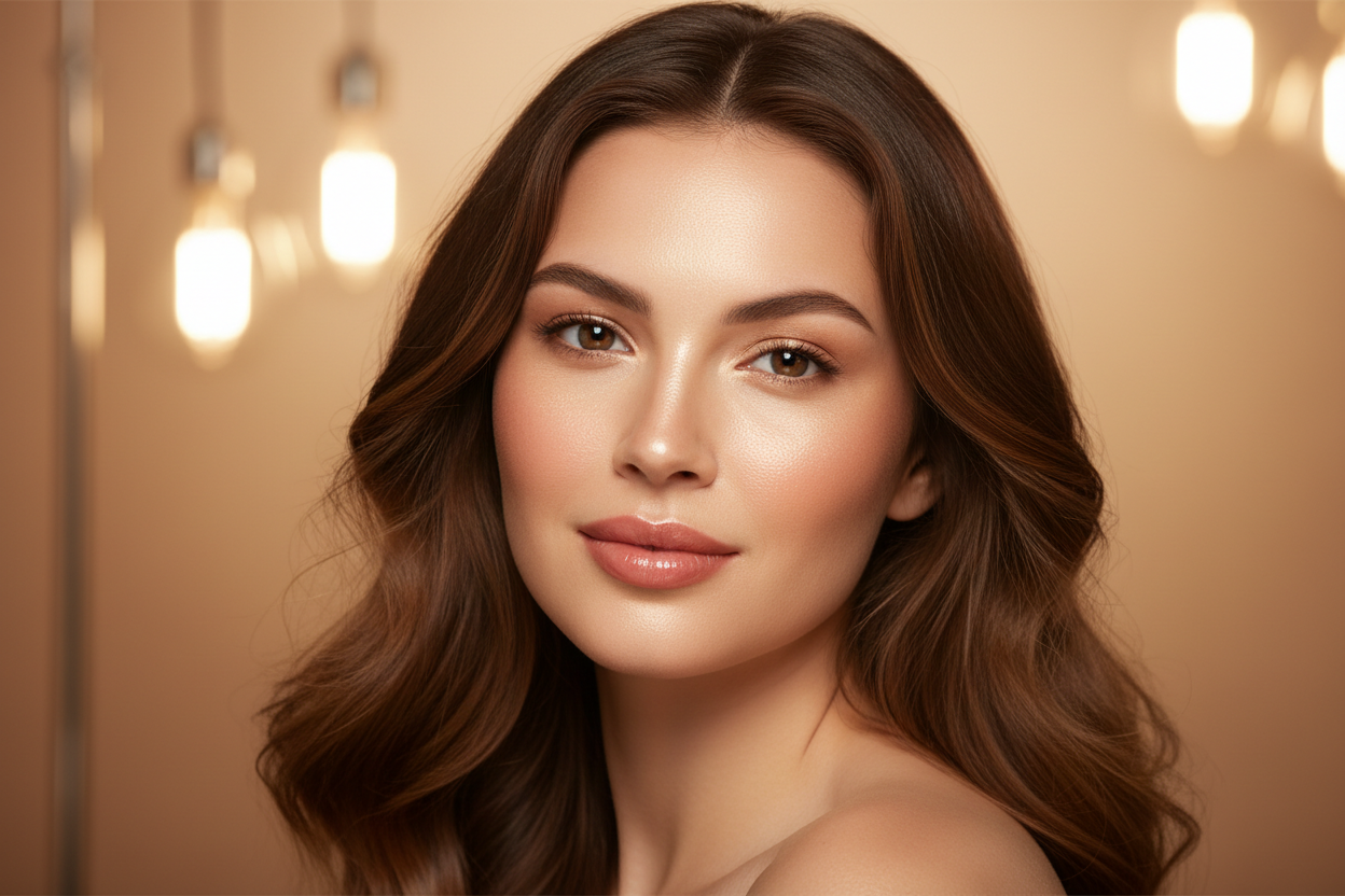 crea la imagen de una mujer con una piel bellisima